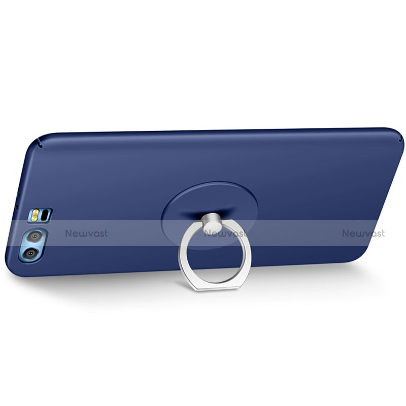 Hard Rigid Plastic Matte Finish Cover with Finger Ring Stand for Huawei Honor 9 Blue