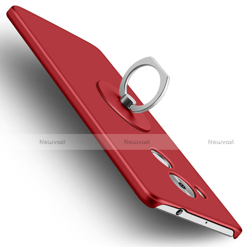 Hard Rigid Plastic Matte Finish Cover with Finger Ring Stand for Huawei Mate 8 Red