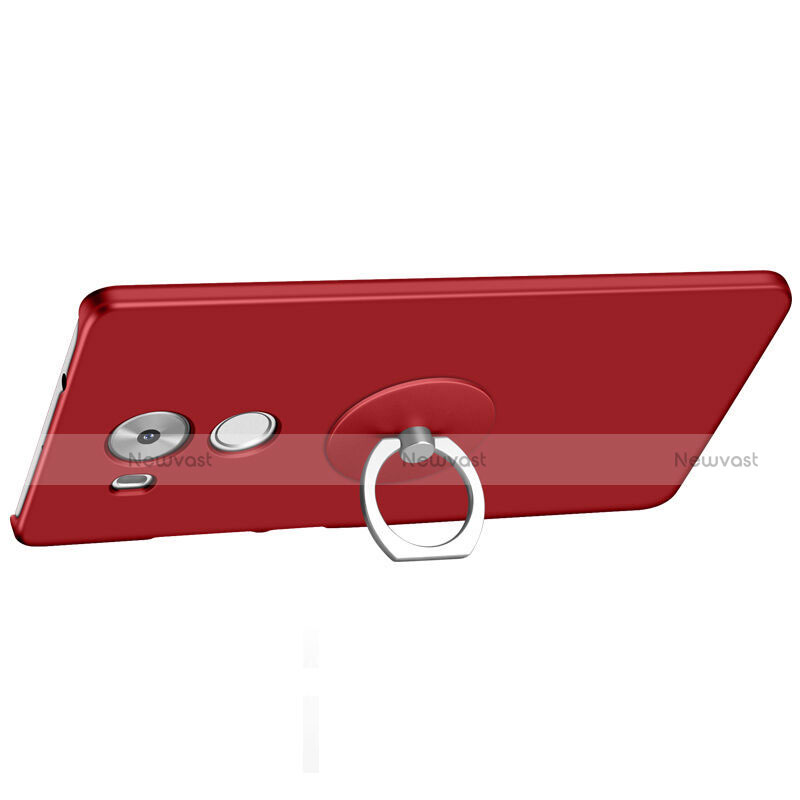 Hard Rigid Plastic Matte Finish Cover with Finger Ring Stand for Huawei Mate 8 Red