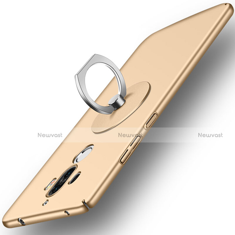 Hard Rigid Plastic Matte Finish Cover with Finger Ring Stand for Huawei Mate 9 Gold