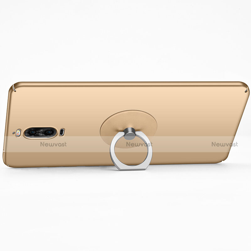 Hard Rigid Plastic Matte Finish Cover with Finger Ring Stand for Huawei Mate 9 Pro Gold