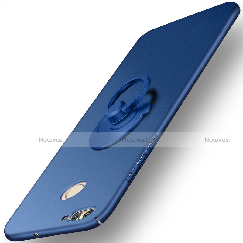 Hard Rigid Plastic Matte Finish Cover with Finger Ring Stand for Huawei Nova 2 Blue