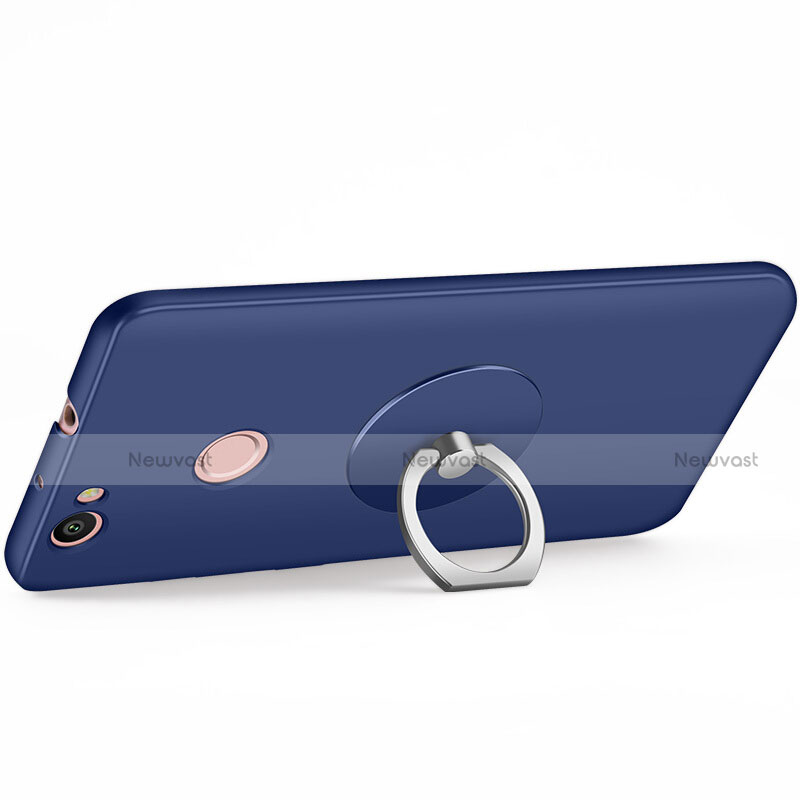 Hard Rigid Plastic Matte Finish Cover with Finger Ring Stand for Huawei Nova Blue