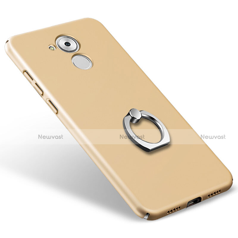 Hard Rigid Plastic Matte Finish Cover with Finger Ring Stand for Huawei Nova Smart Gold