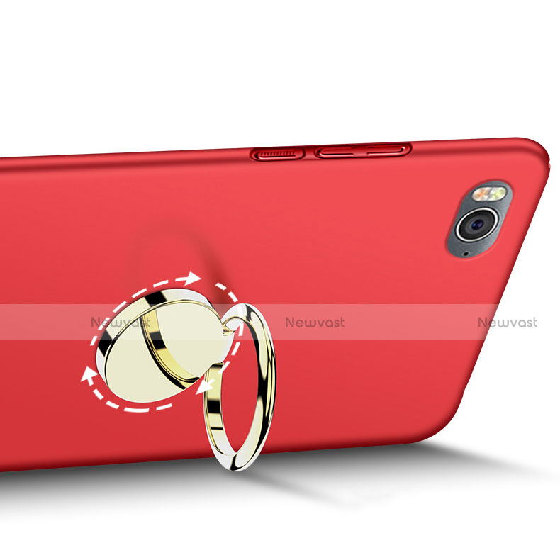 Hard Rigid Plastic Matte Finish Cover with Finger Ring Stand for Xiaomi Mi 4i Red