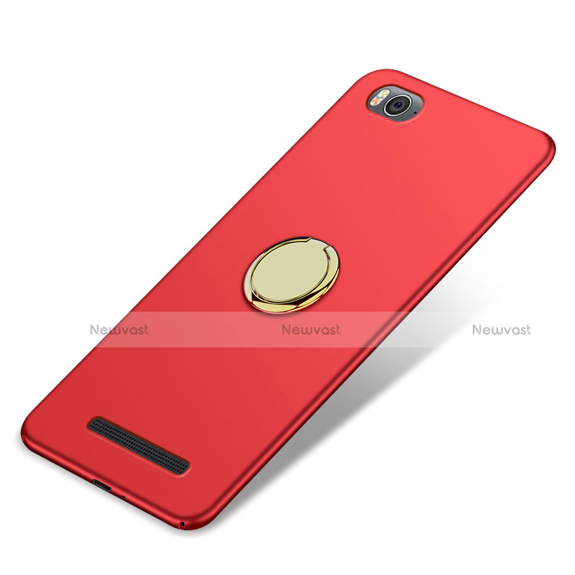 Hard Rigid Plastic Matte Finish Cover with Finger Ring Stand for Xiaomi Mi 4i Red