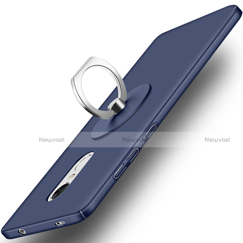 Hard Rigid Plastic Matte Finish Cover with Finger Ring Stand for Xiaomi Redmi Note 4 Standard Edition Blue