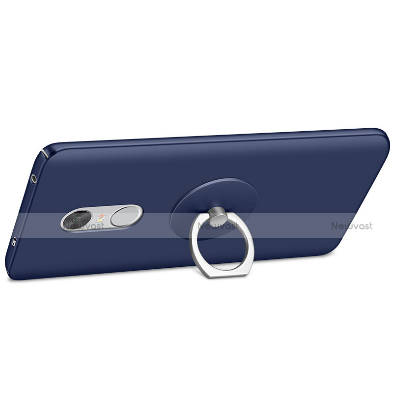 Hard Rigid Plastic Matte Finish Cover with Finger Ring Stand for Xiaomi Redmi Note 4 Standard Edition Blue