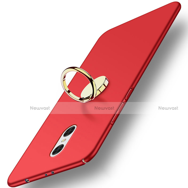 Hard Rigid Plastic Matte Finish Cover with Finger Ring Stand for Xiaomi Redmi Pro Red