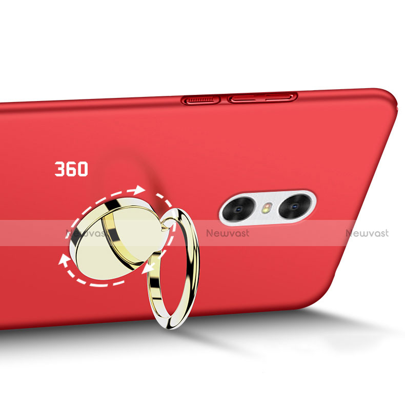 Hard Rigid Plastic Matte Finish Cover with Finger Ring Stand for Xiaomi Redmi Pro Red