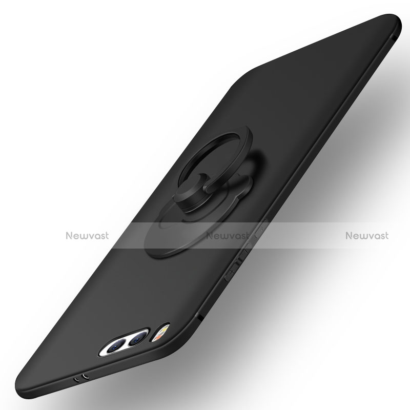 Hard Rigid Plastic Matte Finish Cover with Finger Ring Stand R01 for Xiaomi Mi 6 Black