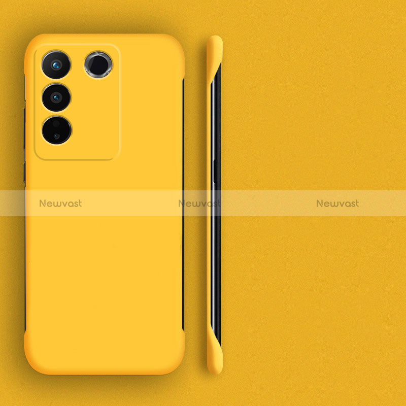 Hard Rigid Plastic Matte Finish Frameless Case Back Cover for Vivo V27 Pro 5G Yellow