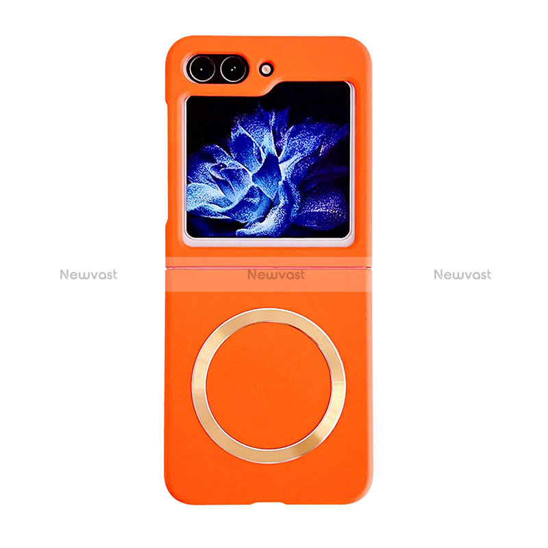 Hard Rigid Plastic Matte Finish Frameless Case Back Cover with Mag-Safe Magnetic BH1 for Samsung Galaxy Z Flip5 5G Orange