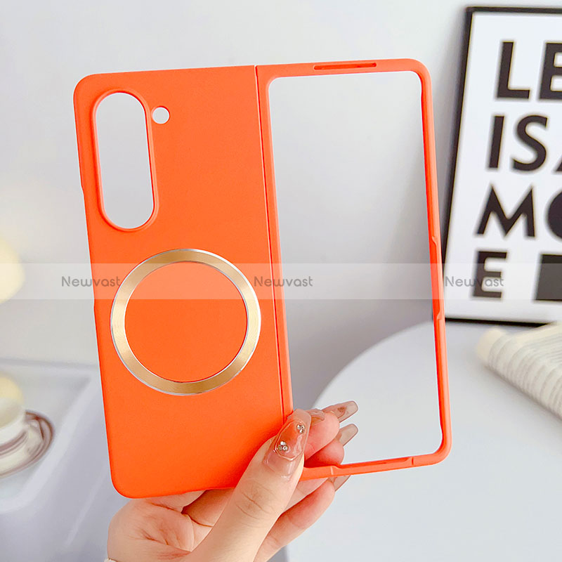 Hard Rigid Plastic Matte Finish Frameless Case Back Cover with Mag-Safe Magnetic BH1 for Samsung Galaxy Z Fold5 5G Orange