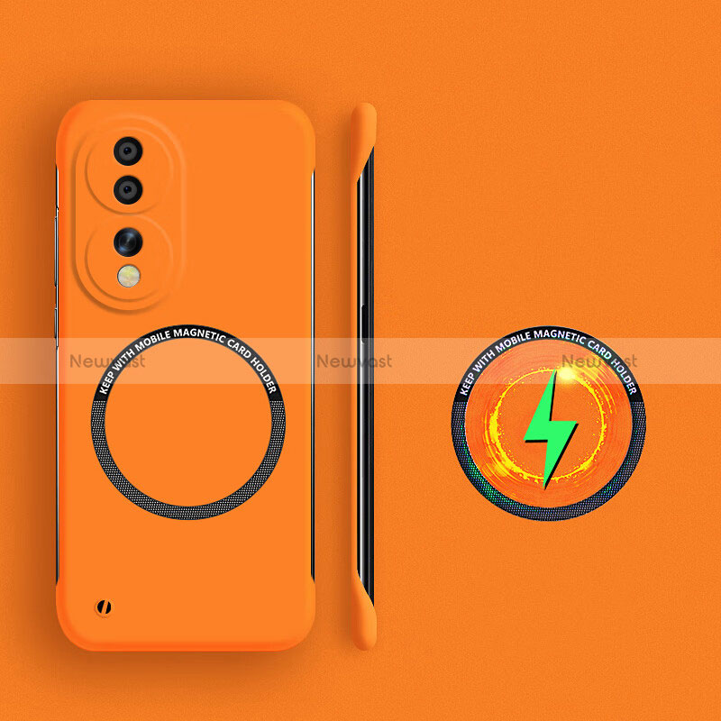 Hard Rigid Plastic Matte Finish Frameless Case Back Cover with Mag-Safe Magnetic for Huawei Honor 80 5G Orange