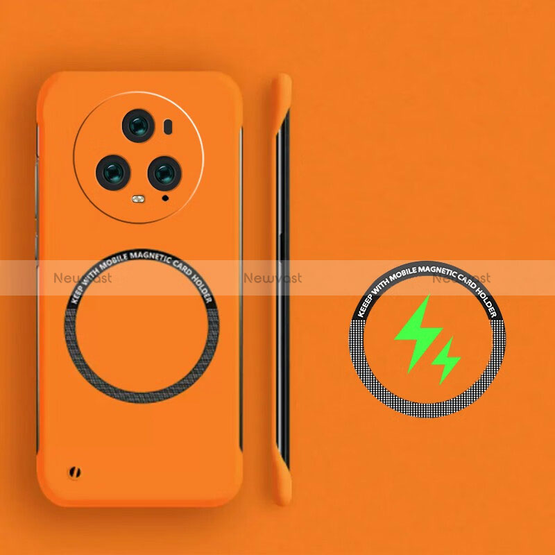 Hard Rigid Plastic Matte Finish Frameless Case Back Cover with Mag-Safe Magnetic for Huawei Honor Magic5 Pro 5G Orange