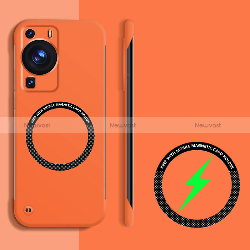 Hard Rigid Plastic Matte Finish Frameless Case Back Cover with Mag-Safe Magnetic for Huawei P60 Pro Orange