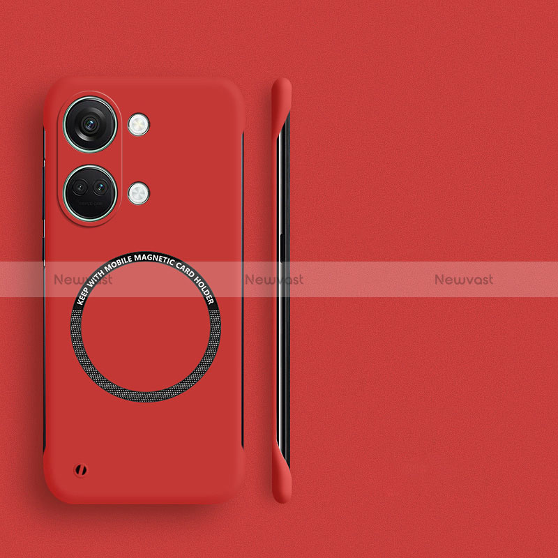 Hard Rigid Plastic Matte Finish Frameless Case Back Cover with Mag-Safe Magnetic for OnePlus Nord 3 5G Red