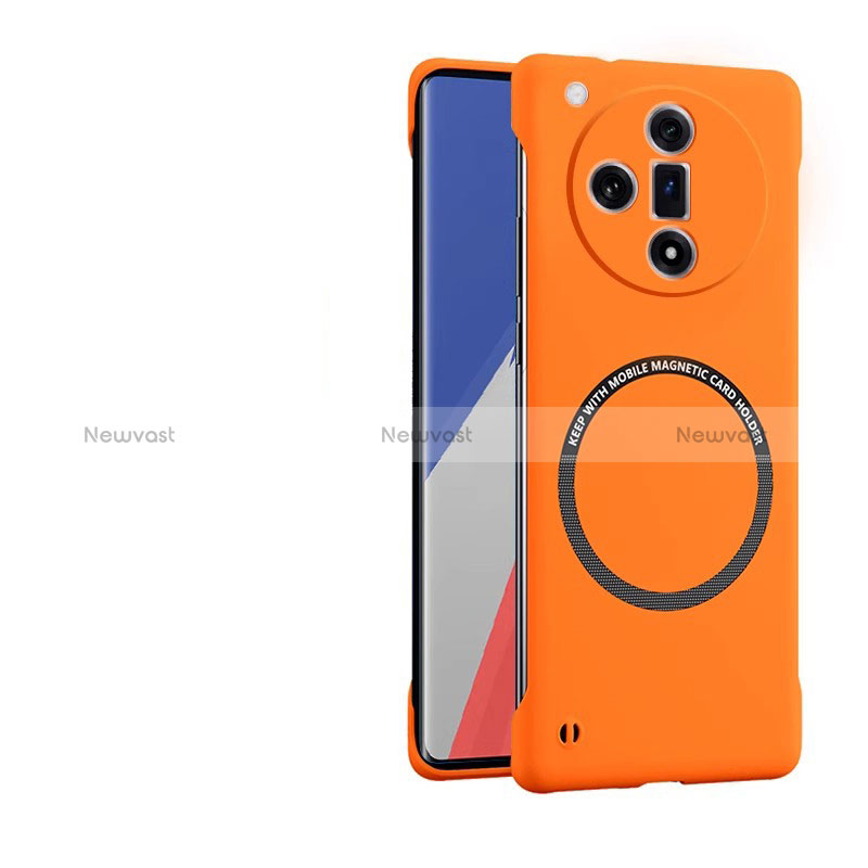 Hard Rigid Plastic Matte Finish Frameless Case Back Cover with Mag-Safe Magnetic for Oppo Find X7 Ultra 5G Orange