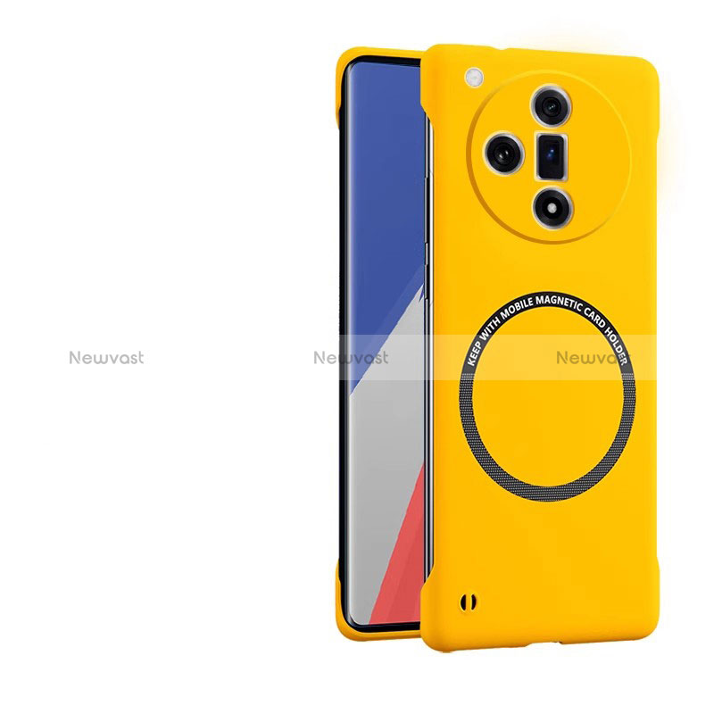 Hard Rigid Plastic Matte Finish Frameless Case Back Cover with Mag-Safe Magnetic for Oppo Find X7 Ultra 5G Yellow