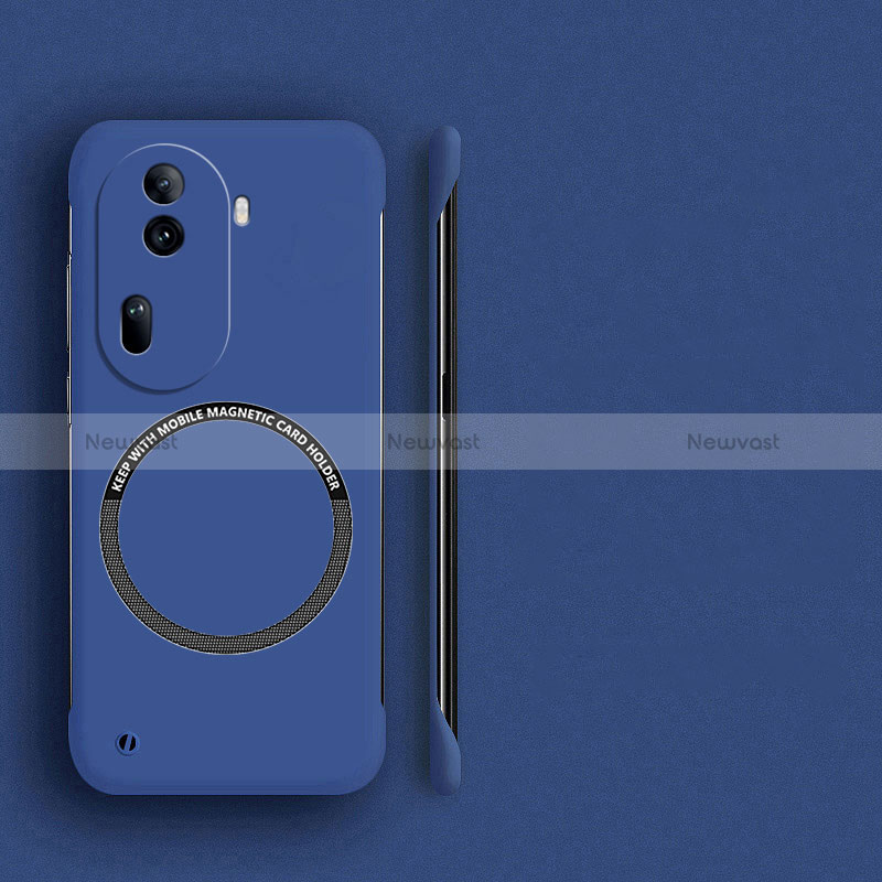 Hard Rigid Plastic Matte Finish Frameless Case Back Cover with Mag-Safe Magnetic for Oppo Reno11 Pro 5G Blue