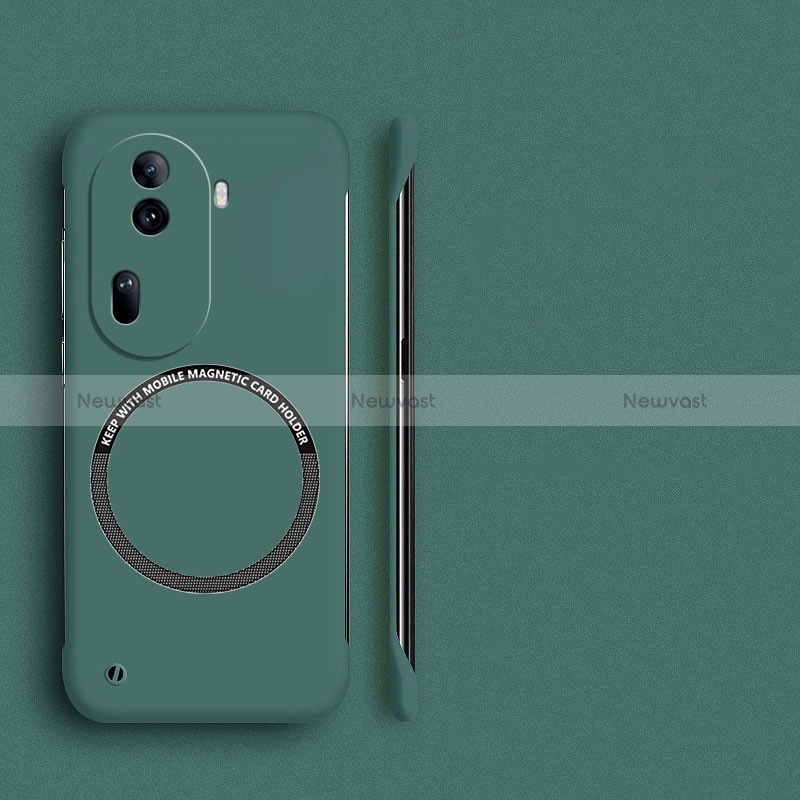 Hard Rigid Plastic Matte Finish Frameless Case Back Cover with Mag-Safe Magnetic for Oppo Reno11 Pro 5G Midnight Green