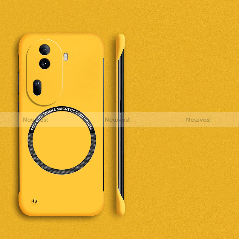 Hard Rigid Plastic Matte Finish Frameless Case Back Cover with Mag-Safe Magnetic for Oppo Reno11 Pro 5G Yellow
