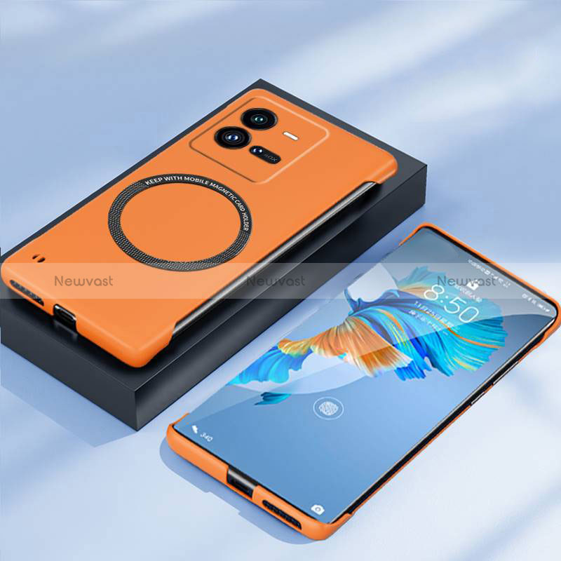 Hard Rigid Plastic Matte Finish Frameless Case Back Cover with Mag-Safe Magnetic for Vivo X80 Pro 5G Orange