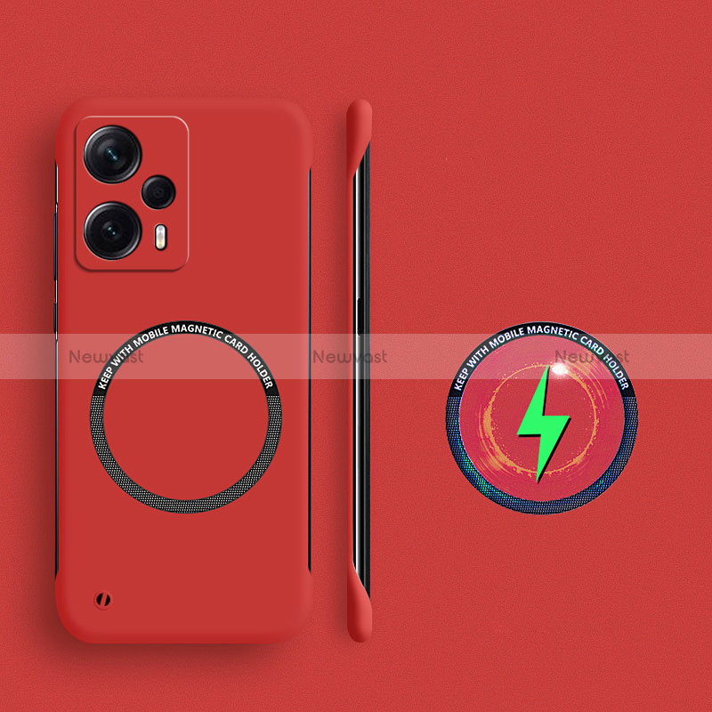 Hard Rigid Plastic Matte Finish Frameless Case Back Cover with Mag-Safe Magnetic for Xiaomi Poco F5 5G Red