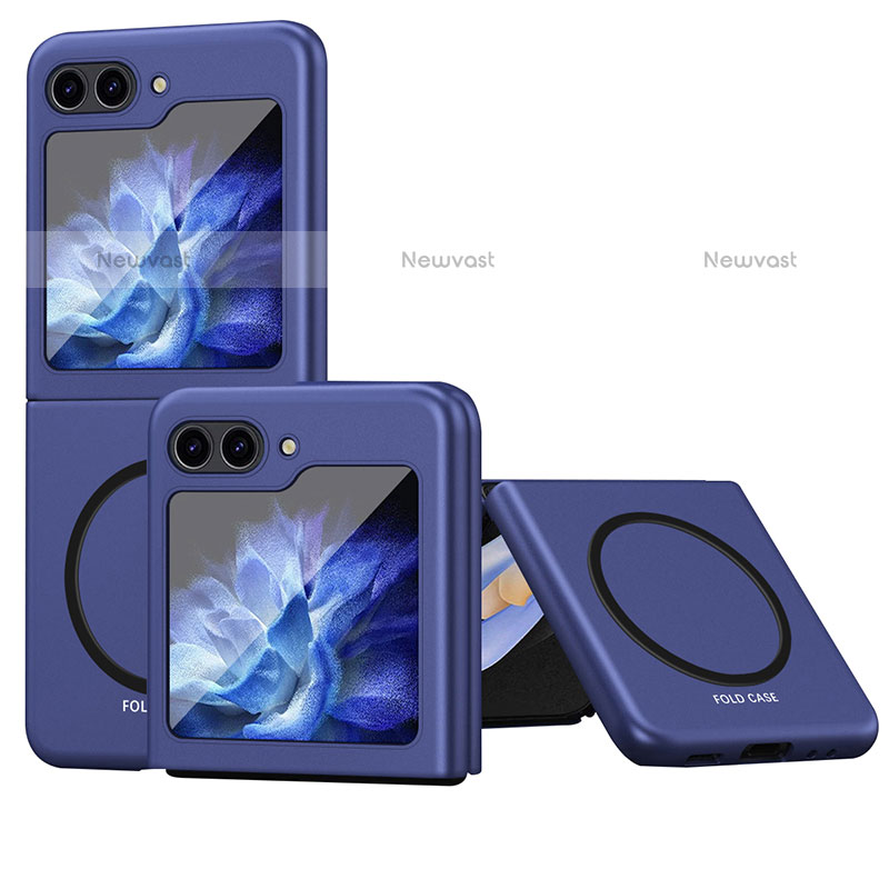 Hard Rigid Plastic Matte Finish Frameless Case Back Cover with Mag-Safe Magnetic QH1 for Samsung Galaxy Z Flip5 5G Blue