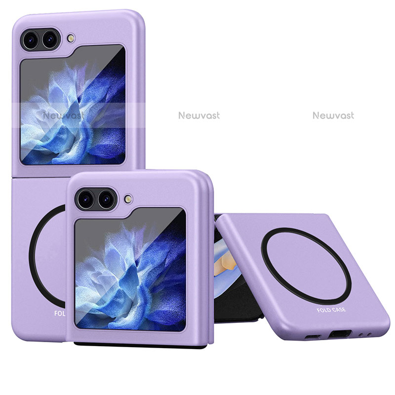 Hard Rigid Plastic Matte Finish Frameless Case Back Cover with Mag-Safe Magnetic QH1 for Samsung Galaxy Z Flip5 5G Purple