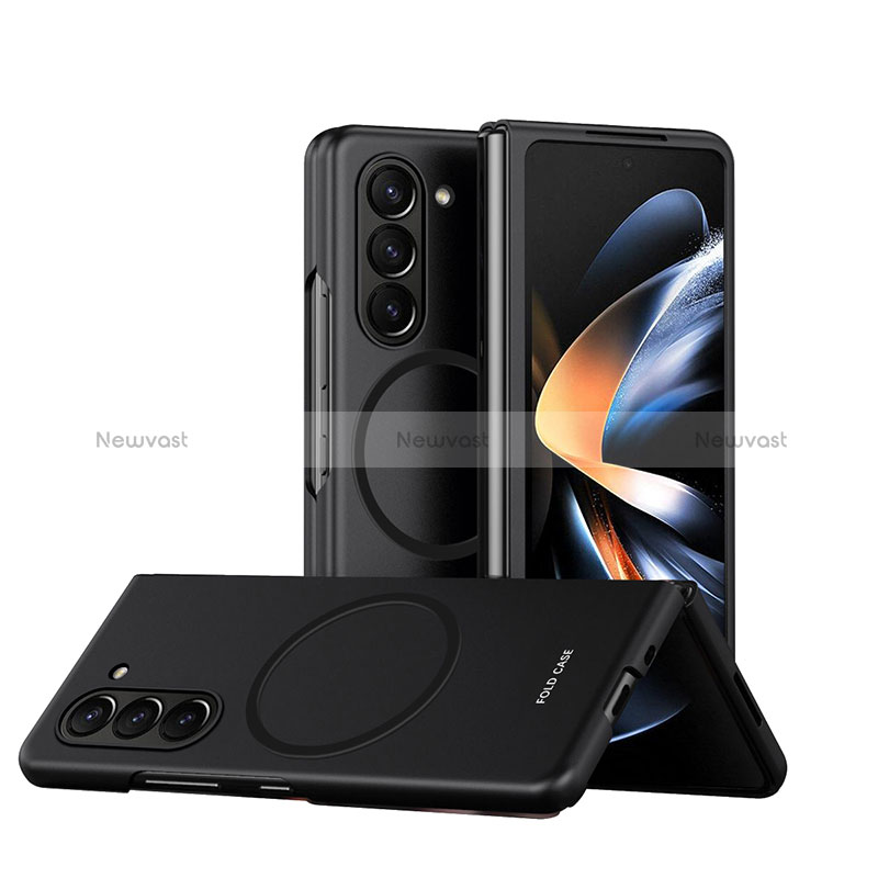 Hard Rigid Plastic Matte Finish Frameless Case Back Cover with Mag-Safe Magnetic QH1 for Samsung Galaxy Z Fold5 5G Black