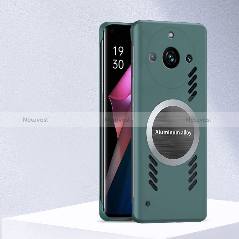 Hard Rigid Plastic Matte Finish Frameless Case Back Cover with Mag-Safe Magnetic S01 for Realme Narzo 60 Pro 5G Green