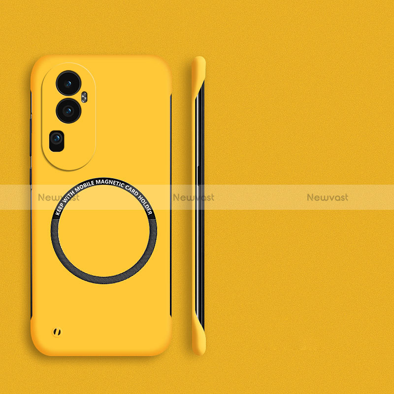 Hard Rigid Plastic Matte Finish Frameless Case Back Cover with Mag-Safe Magnetic S02 for Oppo Reno10 Pro+ Plus 5G Yellow