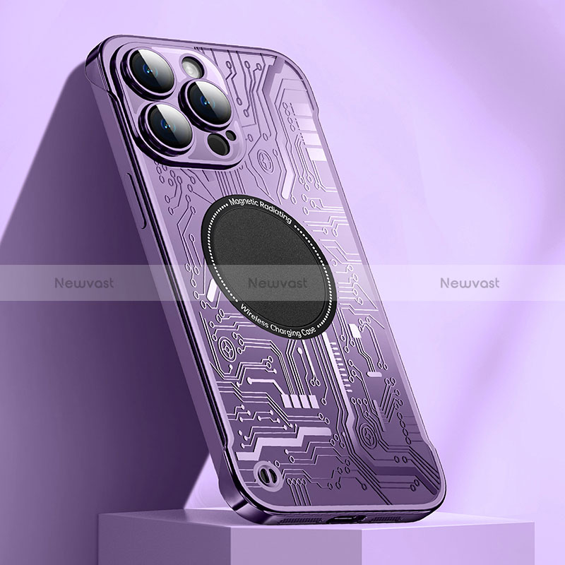 Hard Rigid Plastic Matte Finish Frameless Case Back Cover with Mag-Safe Magnetic ZL1 for Apple iPhone 13 Pro Max Purple