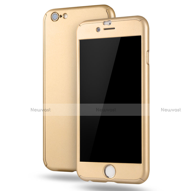 Hard Rigid Plastic Matte Finish Front and Back Case 360 Degrees Cover M02 for Apple iPhone 6 Plus Gold