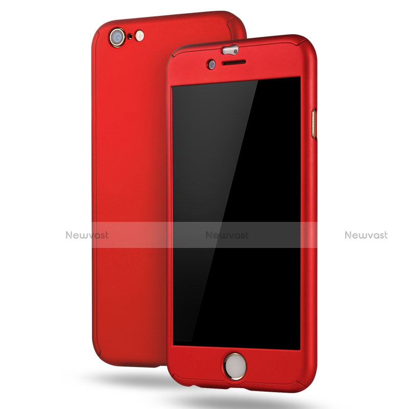 Hard Rigid Plastic Matte Finish Front and Back Case 360 Degrees Cover M02 for Apple iPhone 6 Plus Red
