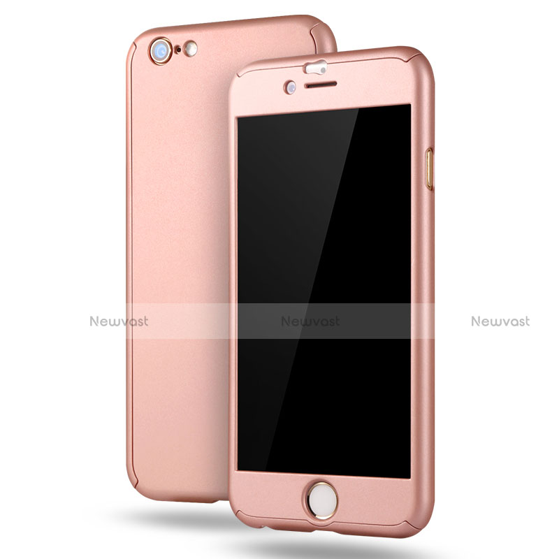 Hard Rigid Plastic Matte Finish Front and Back Case 360 Degrees Cover M02 for Apple iPhone 6 Plus Rose Gold