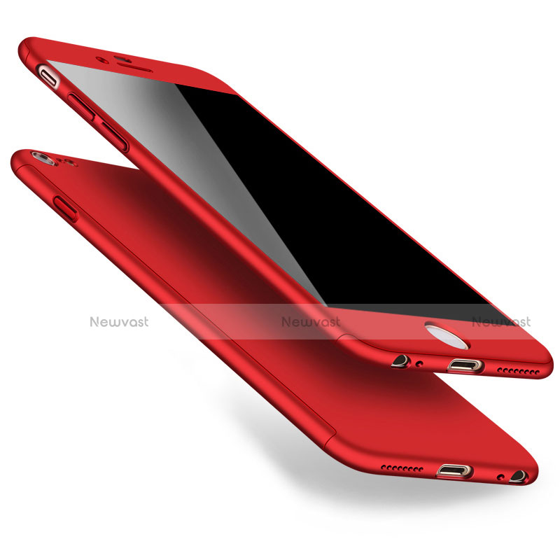 Hard Rigid Plastic Matte Finish Front and Back Case 360 Degrees for Apple iPhone 6 Plus Red