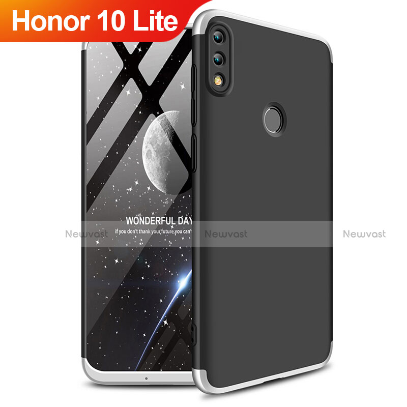 Hard Rigid Plastic Matte Finish Front and Back Case 360 Degrees for Huawei Honor 10 Lite Silver