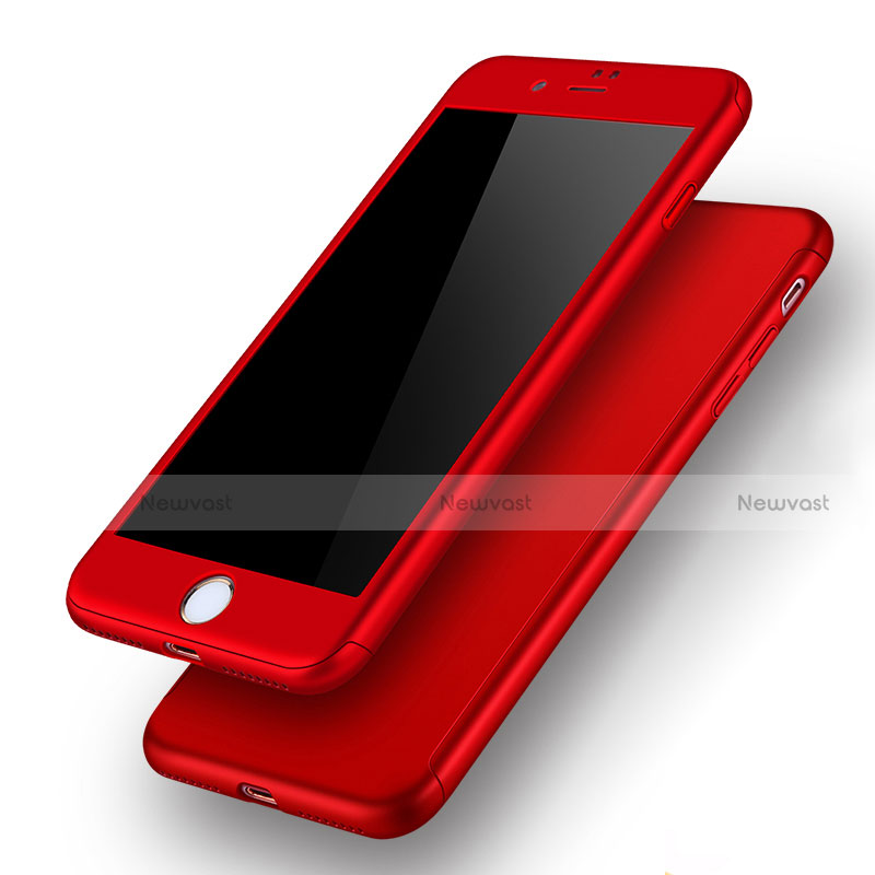 Hard Rigid Plastic Matte Finish Front and Back Case 360 Degrees Q01 for Apple iPhone 7 Plus Red