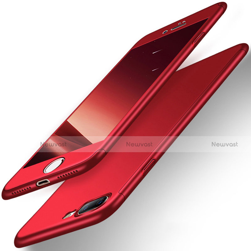 Hard Rigid Plastic Matte Finish Front and Back Case 360 Degrees Q01 for Apple iPhone 8 Plus Red