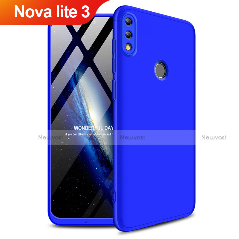 Hard Rigid Plastic Matte Finish Front and Back Case 360 Degrees Q01 for Huawei Nova Lite 3 Blue