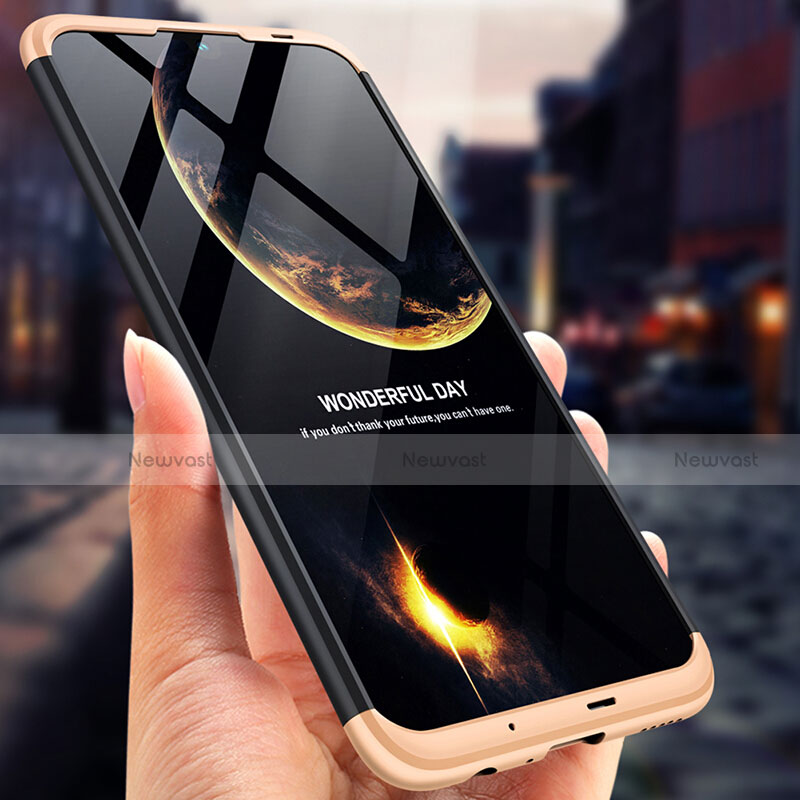 Hard Rigid Plastic Matte Finish Front and Back Case 360 Degrees Q01 for Huawei Nova Lite 3 Gold and Black