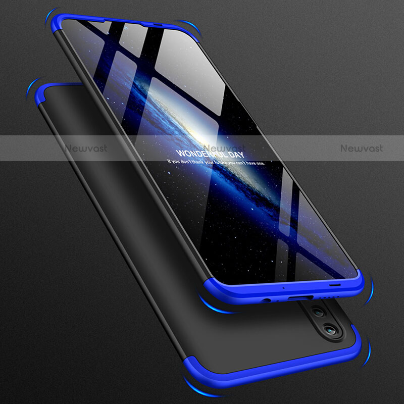 Hard Rigid Plastic Matte Finish Front and Back Case 360 Degrees Q01 for Huawei P Smart (2019) Blue and Black