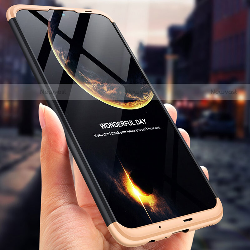 Hard Rigid Plastic Matte Finish Front and Back Case 360 Degrees Q01 for Huawei P Smart (2019) Gold and Black