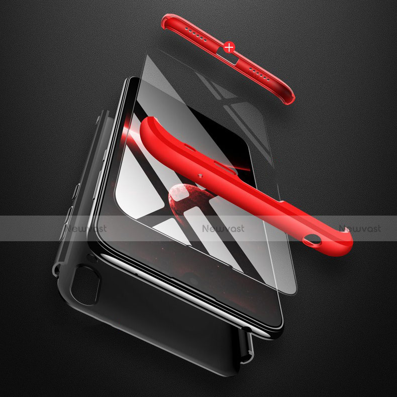 Hard Rigid Plastic Matte Finish Front and Back Case 360 Degrees Q01 for Huawei Y7 Pro (2019) Red and Black