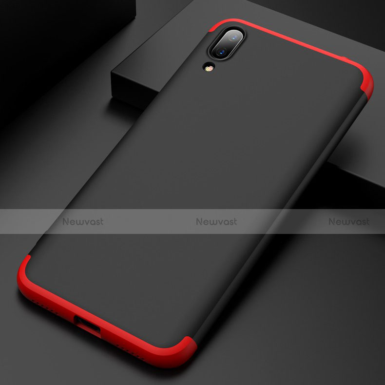 Hard Rigid Plastic Matte Finish Front and Back Case 360 Degrees Q01 for Huawei Y7 Pro (2019) Red and Black