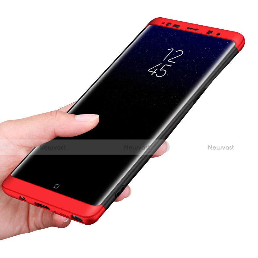 Hard Rigid Plastic Matte Finish Front and Back Cover 360 Degrees Q01 for Samsung Galaxy Note 8 Duos N950F Red and Black