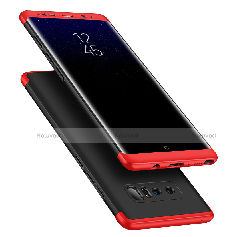 Hard Rigid Plastic Matte Finish Front and Back Cover 360 Degrees Q01 for Samsung Galaxy Note 8 Duos N950F Red and Black